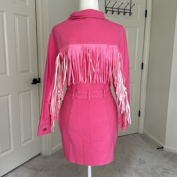 Cloud Ten Pink Denim Fringe Dress - Picture 5 of 11
